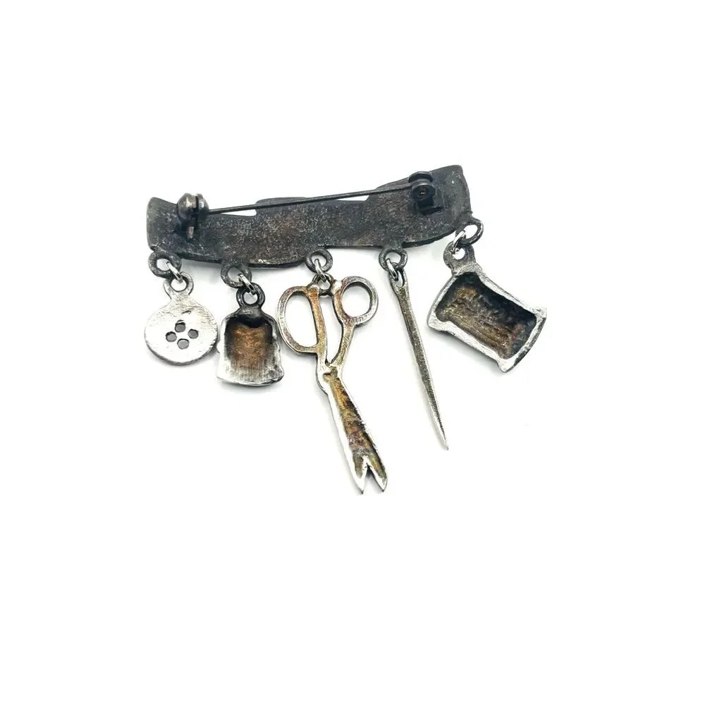 Silver Seamstress Charm Brooch